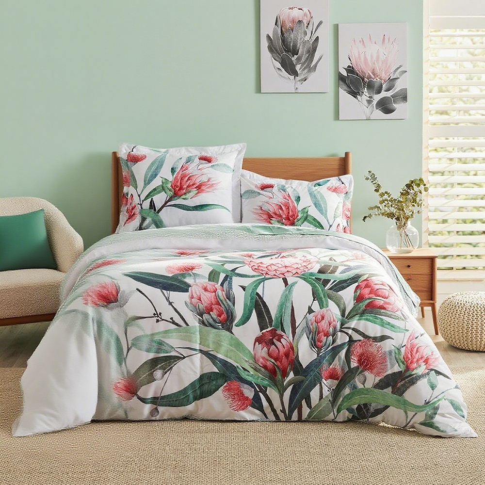 Conjunto de capa de edredon com estampa floral botânica Monica