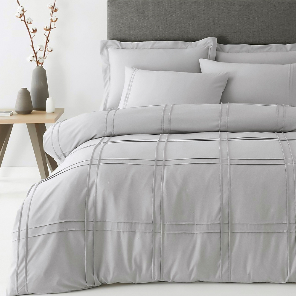 Savaya Grid Plissado Pintuck Moderno Capa de Edredão Conjunto de Cama Conjunto de Cama