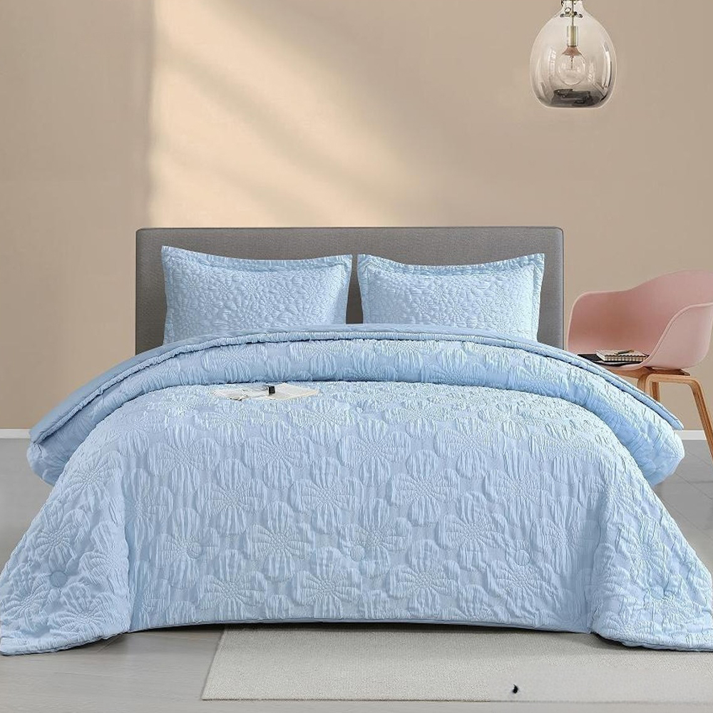 Berry Texturizado Floral Em Relevo Capa de Edredão Conjunto de Cama Conjunto de Cama