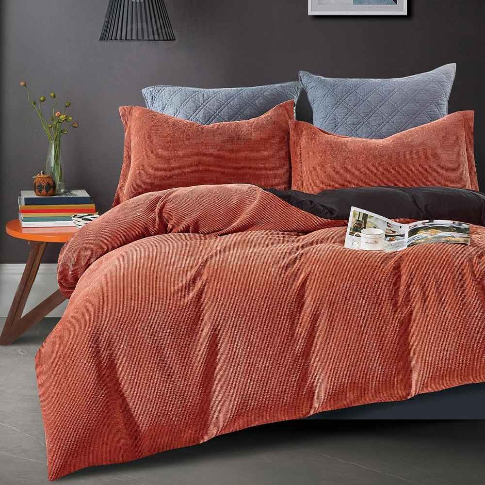 Conjunto de capa de edredom de veludo cotelê Amaris com nervuras Conjunto de cama
