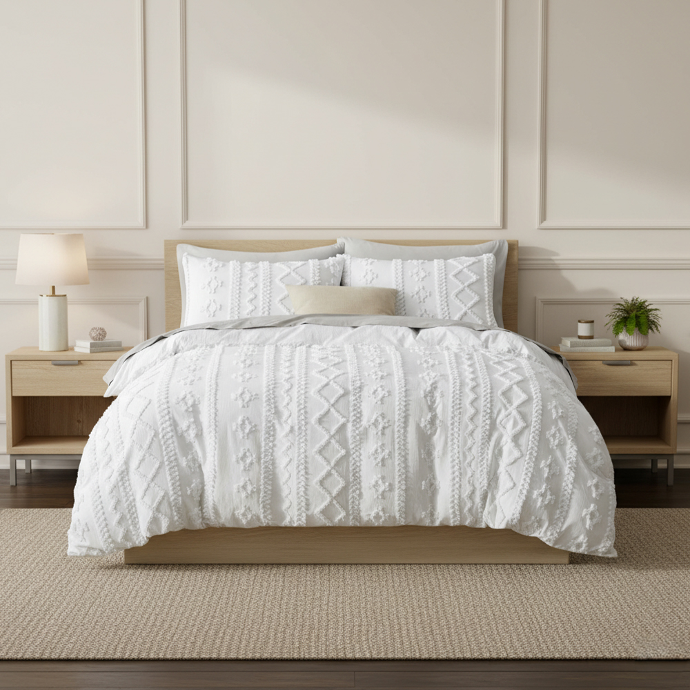 Conjunto de edredom bordado de chenille leopardo tufado Milano Conjunto de cama