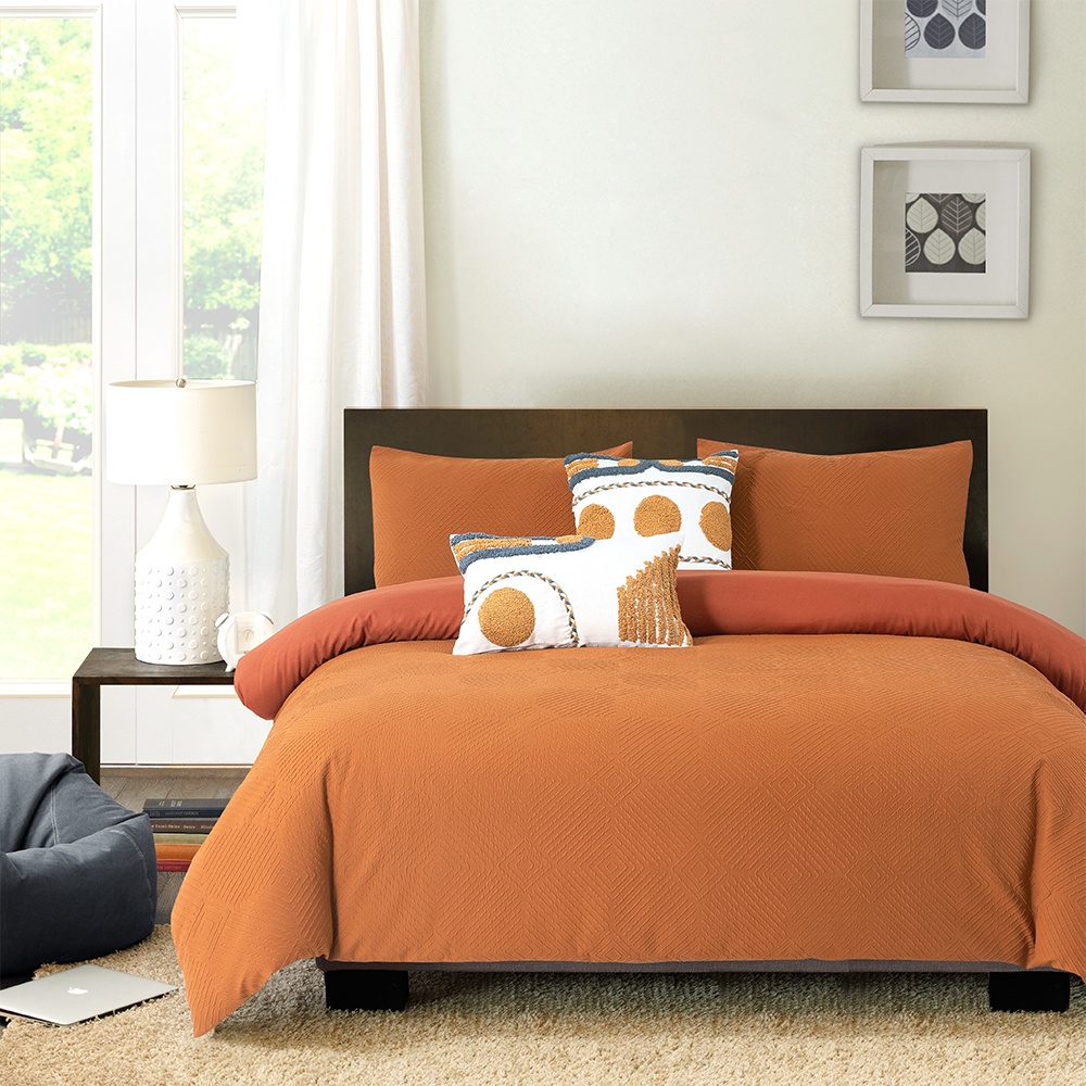 Conjunto de cama com capa de edredom texturizada geométrica pelawan