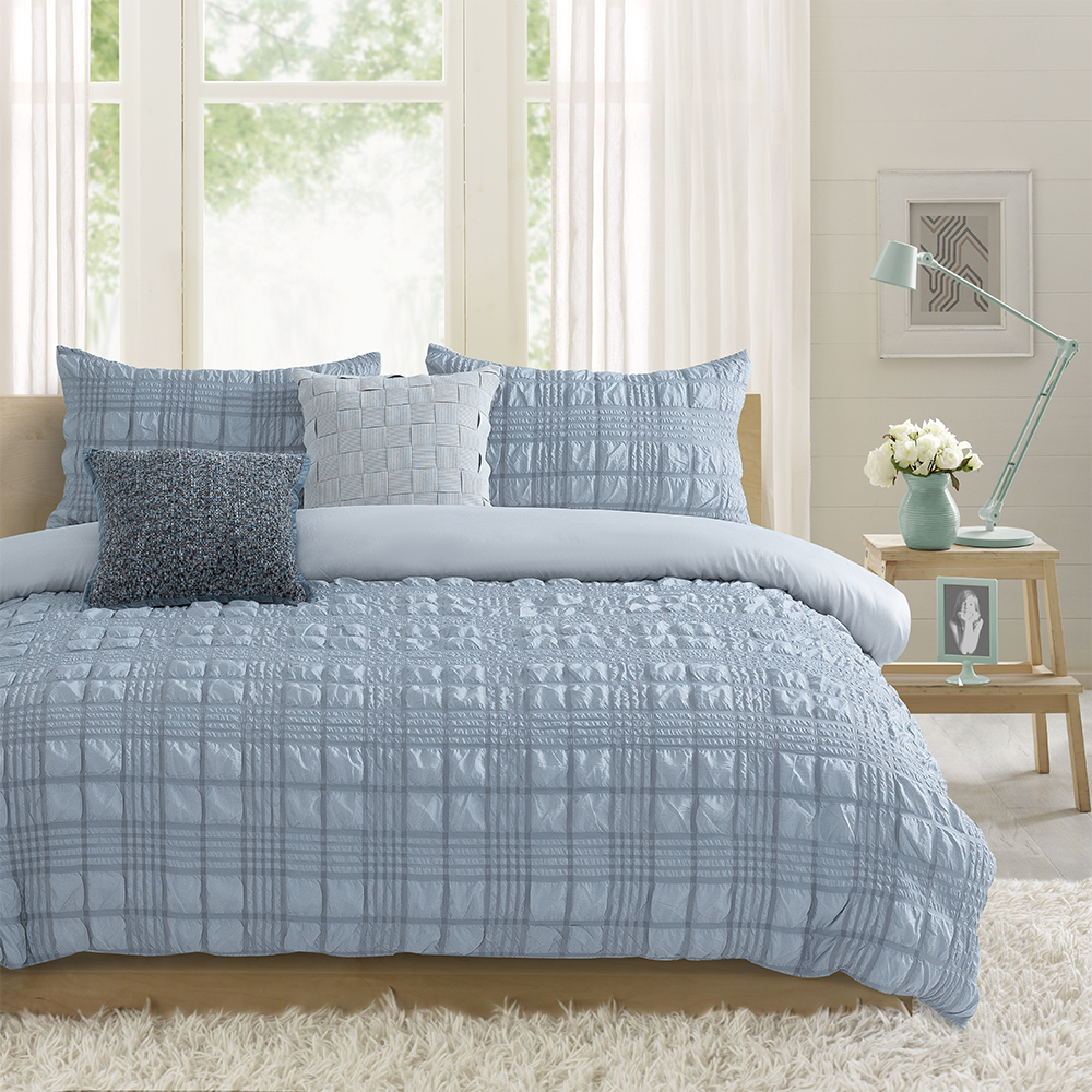 Nina Texturizado Geométrico Arco Em Relevo Crinkle Duvet Cover Conjunto de capa de edredão Conjunto de cama