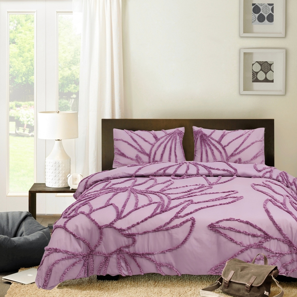 Cynthia Protea Botanical Tufted Chenille Bordado Capa de Edredão Conjunto de Cama