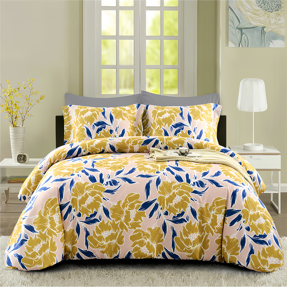 Della botanical floral impresso capa de edredão conjunto de cama coleção conjunto