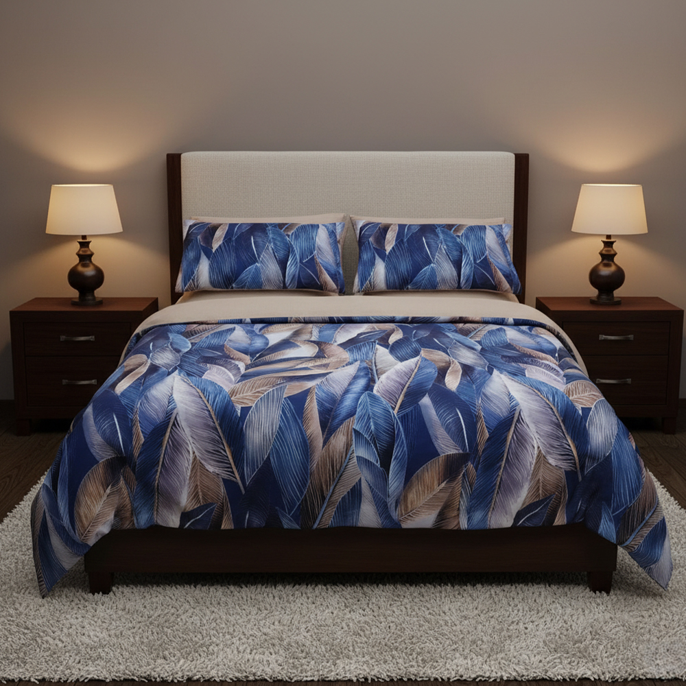 Oliver Botanical Painted Tropical Leaf Print Capa de edredão Conjunto de capa de edredão Conjunto de cama