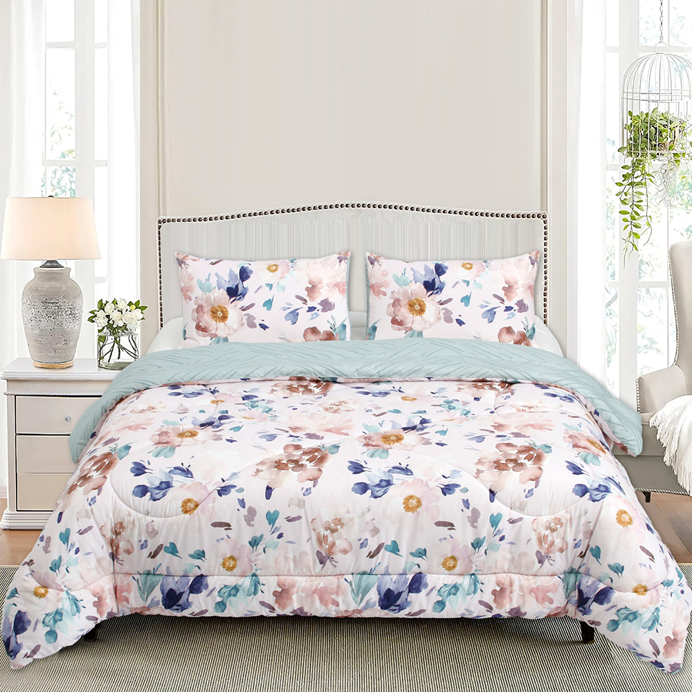 Conjunto de edredom reversível com estampa floral Greta
