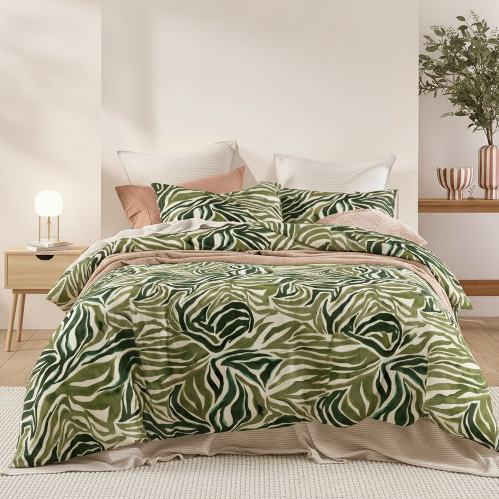 Folha verde imprime puro microfibra algodão impresso capa de edredão conjunto de cama