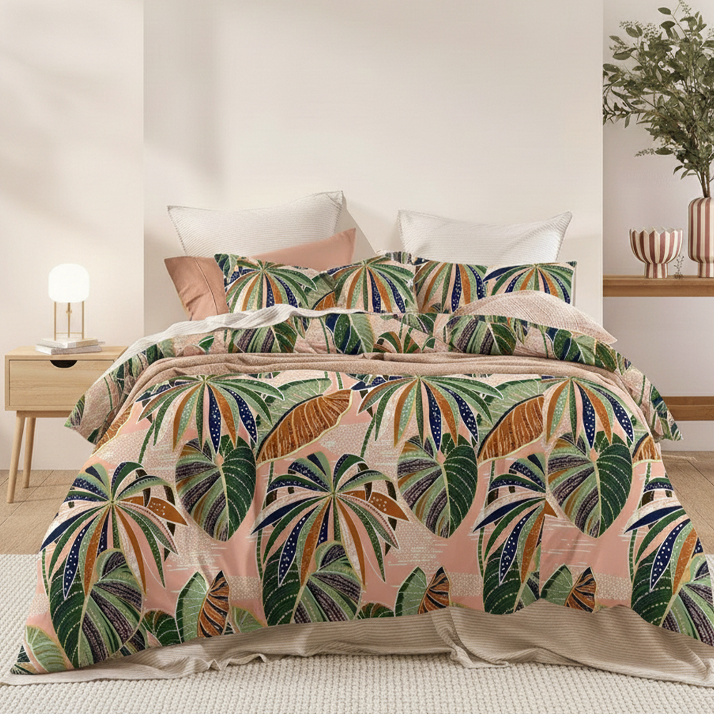 Maidstone Nature Leaf Prints Puro Microfibra Algodão Impresso Capa de Edredão Conjunto de Cama