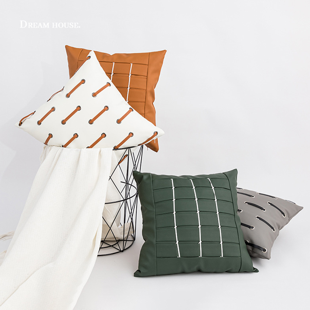 Almofada decorativa em couro